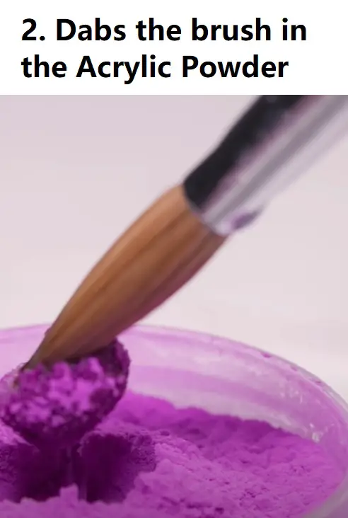 dabbing the brush in acrylic powder to create bead and add length